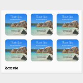 Mooi tropisch Zee Rocky Coastline Wedding Vierkante Sticker (Vel)