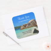 Mooi tropisch Zee Rocky Coastline Wedding Vierkante Sticker (Envelop)