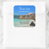 Mooi tropisch Zee Rocky Coastline Wedding Vierkante Sticker (Tas)