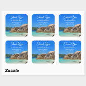 Mooi tropisch Zee Rocky Coastline Wedding Vierkante Sticker (Vel)