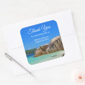Mooi tropisch Zee Rocky Coastline Wedding Vierkante Sticker (Envelop)