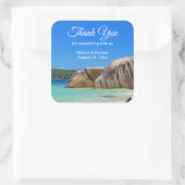 Mooi tropisch Zee Rocky Coastline Wedding Vierkante Sticker (Tas)