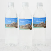 Mooi tropisch Zee Rocky Coastline Wedding Waterfles Etiket (Flessen)
