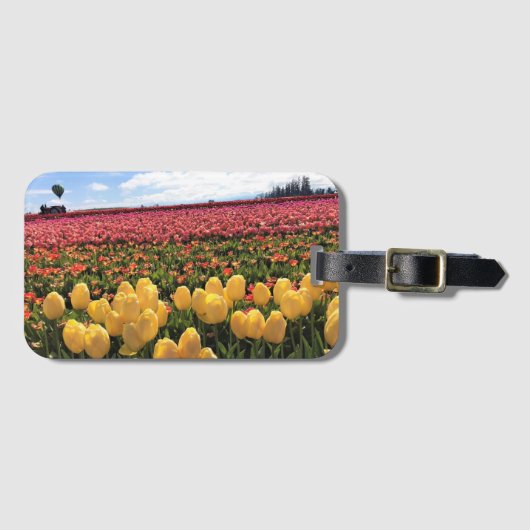 Mooi Tulpveld met een luchtballon, Oregon Bagagelabel (Voorkant (horizontaal))