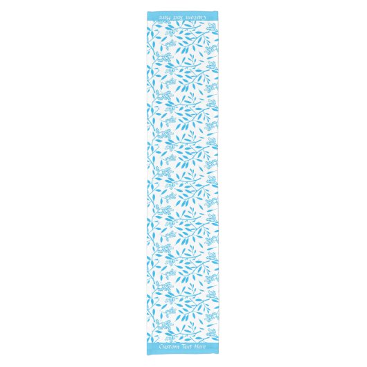 Mooi Turquoise Blue Floral Foliage Pattern Korte Tafelloper (Voorkant)