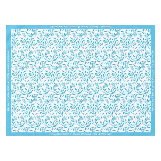 Mooi Turquoise Blue Floral Foliage Pattern Tafelkleed (Voorkant (Horizontaal))