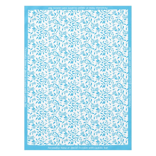 Mooi Turquoise Blue Floral Foliage Pattern Tafelkleed (Voorkant)