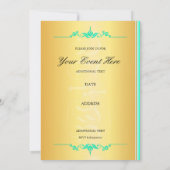 Mooi turquoise en blauw in goud Uitnodiging (Achterkant)