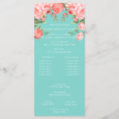 Mooi Turquoise en Koraal Bloemendesign - Programma Programmakaart (Achterkant)