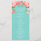 Mooi Turquoise en Koraal Bloemendesign - Programma Programmakaart (Voorkant)