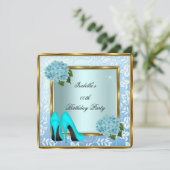 Mooi Turquoise Hydrangea Bloemige Hoge Hakken Verj Kaart (Staand voorkant)