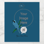 Mooi Turquoise Jay Vogel Monogram Wijn Etiket (Enkel label)
