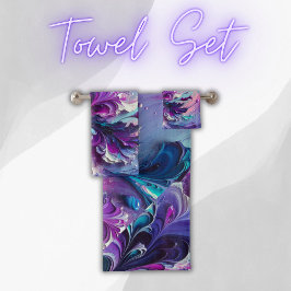 Mooi turquoise & roze Abstract patroon | Bad Handdoek