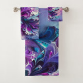 Mooi turquoise & roze Abstract patroon | Bad Handdoek (Insitu)