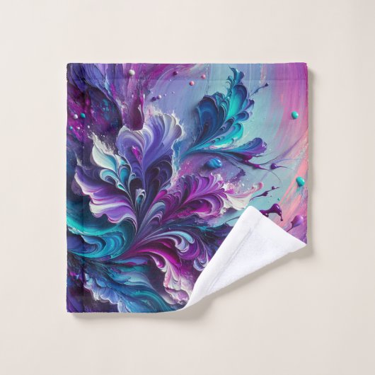 Mooi turquoise & roze Abstract patroon | Bad Handdoek (Wasdoekje)