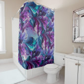 Mooi turquoise & roze Abstract patroon | Douchegordijn (In situ)