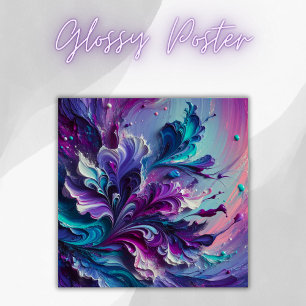 Mooi turquoise & roze Abstract patroon   Perfect Poster