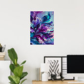 Mooi turquoise & roze Abstract patroon | Poster (Thuiskantoor)