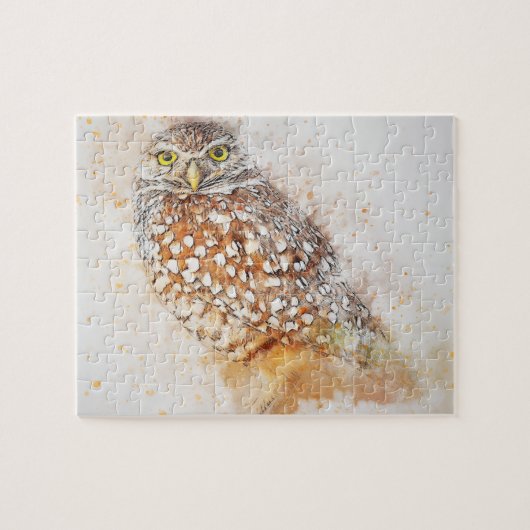 Mooi Uil Schilderij | Geweldige witte bruine uil Legpuzzel (Horizontaal)