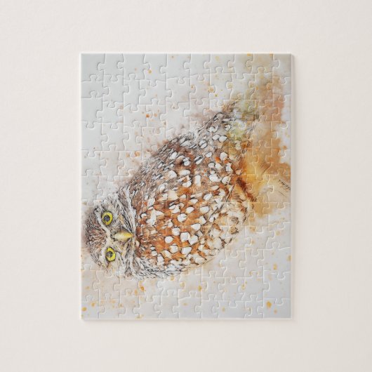 Mooi Uil Schilderij | Geweldige witte bruine uil Legpuzzel (Verticaal)