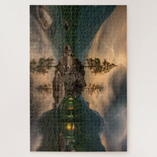 Mooi Uitzicht boven water met bliksem Legpuzzel