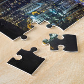 Mooi uitzicht in de stad Hong Kong, donkere nacht Legpuzzel (Zijkant)