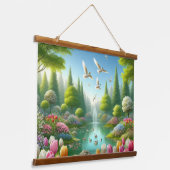 Mooi uitzicht met meer hangend wandkleed (Gebogen)