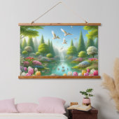 Mooi uitzicht met meer hangend wandkleed (Slaapkamer)