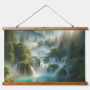 Mooi uitzicht met riviertje en waterval hangend wandkleed