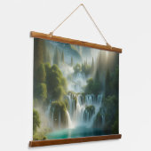 Mooi uitzicht met riviertje en waterval hangend wandkleed (Gebogen)