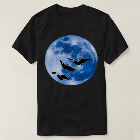 Mooi uitzicht van de maan en vogels t-shirt (Design voorkant)