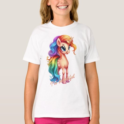 Mooi Unicorn T-shirt voor meisjes (Voorkant)