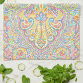 Mooi uniek Aqua Blue Pink Paisley Art Theedoek (Gevouwen)