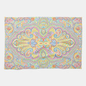 Mooi uniek Aqua Blue Pink Paisley Art Theedoek (Horizontaal)