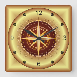 Mooi uniek goud- en boorkompas ~ vierkante klok