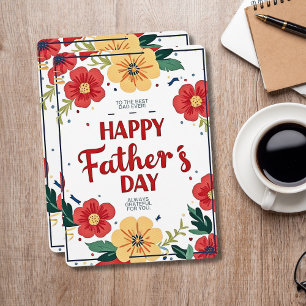 Mooi Vaderdagkaart met Bloemen voor de Beste Papa  Feestdagenkaart