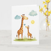 Mooi vadersdag giraffe kaart (Gele Bloem)