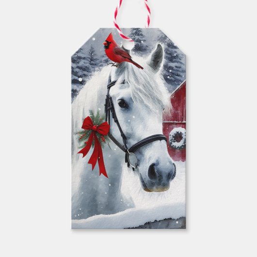 Mooi vakantiepaard met kardinaal cadeaulabel (Voorkant)