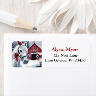 Mooi vakantiepaard met Kardinaal Kerstmis Etiket