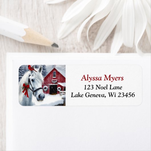 Mooi vakantiepaard met Kardinaal Kerstmis Etiket (Insitu)