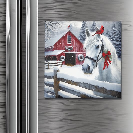 Mooi vakantiepaard met kardinaal magneet