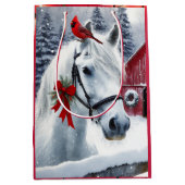 Mooi vakantiepaard met kardinaal medium cadeauzakje (Voorkant)