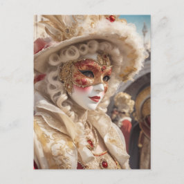 Mooi Venetië Carnaval Masker Rood Wit Briefkaart