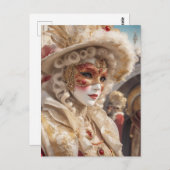 Mooi Venetië Carnaval Masker Rood Wit Briefkaart (Voorkant / Achterkant)