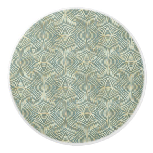 Mooi, ventilator, kunstdeco, patroon, groene kleur keramische knop (Voorkant)