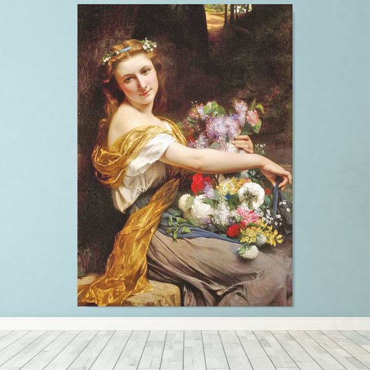 mooi ventilatormeisje canvas afdruk (Insitu (Houten vloer))