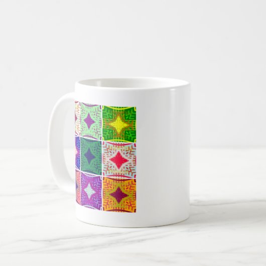 Mooi verbazingwekkend Afrikaans geruit print patro Koffiemok (Voorkant links)