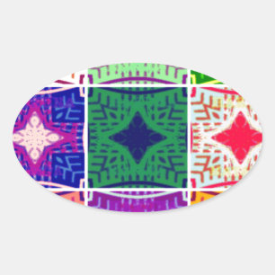 Mooi verbazingwekkend Afrikaans geruit print patro Ovale Sticker