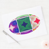 Mooi verbazingwekkend Afrikaans geruit print patro Ovale Sticker (Envelop)