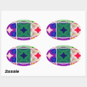 Mooi verbazingwekkend Afrikaans geruit print patro Ovale Sticker (Vel)